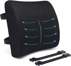 批发腰部支撑枕，中等硬质泡沫椅垫，可调节腰枕背部支撑