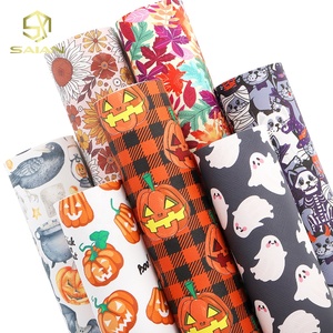 ม้วนหนังเทียมสำหรับทำต่างหู DIY กระเป๋าถืองานประดิษฐ์ทำมือองค์ประกอบการพิมพ์ลายฟักทองผีดอกไม้ - Product Image 1
