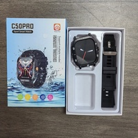 Jam Tangan Pintar C50Pro Android Layar Sentuh Penuh Persegi Termometer Magnetik Panggilan BT Kebugaran Tahan Air IPX-6 Unisex Olahraga Selam