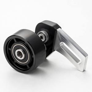 Conjunto tensor de correa de aluminio mecanizado por CNC con polea tensora y soporte en L ranurado, anodizado, rango de tensión personalizado según dibujo - Product Image 1