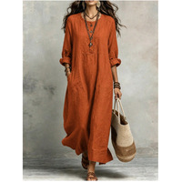 Robe longue ample en ramie pour femme, robe décontractée rétro d'inspiration zen, nouvelle robe longue grande taille