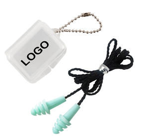 Großhandel wieder verwendbare Silikon schnur gebundene Ohr stöpsel mit benutzer definierten Logo-Fall wasserdichten Lärmschutz zum Schwimmen - Product Image 2
