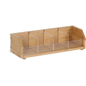 Bamboo <b>Tea</b> Bag Storage <b>Box</b> With Compartments For Drawer Organizer Office Desktop Use - Product Image 5