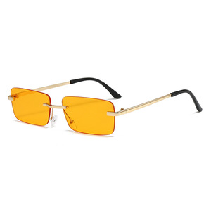 Lunettes de soleil élégantes sans monture carrées, en métal, protection UV385 Classe 2, légères, pour femmes, à la mode - Product Image 3