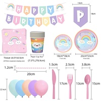 Ensemble de décorations d'anniversaire sur le thème de l'arc-en-ciel, très demandé, vaisselle pastel, ballons, bannière, fournitures pour enfants