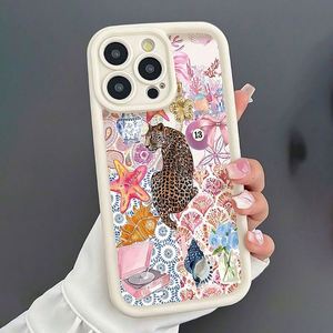Coque de téléphone en silicone liquide avec motif étoile de mer et léopard pour iPhone 14 11 15 Pro Max 12 13 XR XS 16 Pro Max 17 Plus - Product Image 1