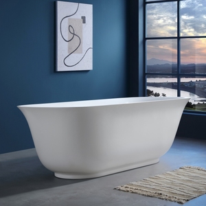 Bañera acrílica ovalada independiente de pared, resistente, antiamarilleo, sin función de masaje, todo en uno, para spa y relajación. - Product Image 1