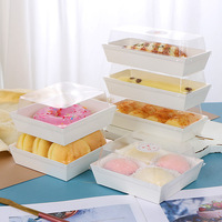 Boîte transparente de cajas para donas de couleur personnalisée boîte de macaron de biscuits au chocolat et à la truffe gâteau beignet boîte d'emballage de boulangerie avec couvercle transparent