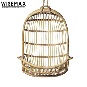 Silla Colgante Tipo Huevo de Mimbre WISEMAX, Muebles de Ocio para Balcón, Silla Colgante de Ratán Natural - Product Image 5