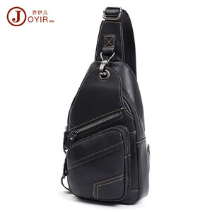 Joyir Men's Genuine Leather Chest <b>Bag</b> Large Capacity Outdoor Crossbody <b>Bag</b> Solid Color Black Summer 2023 - Product Image 3