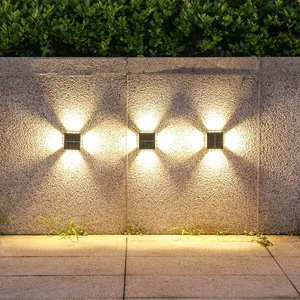 Solar Lights Outdoor Wall Fence Lights 4 Side View with 12 16 LED Waterproof Lighting Wall Sconce Decorative for Walkway