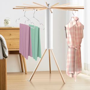 رف ثلاثي القوائم لتجفيف الملابس حامل ملابس قابل للنقل والطي موفر للمساحة لغسيل الملابس خشبي للأرضيات وقابل للطي - Product Image 2