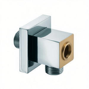 Robinet d'arrivée d'eau carré en laiton avec rosette 1/2"Mx1/2"M, vanne de remplissage chromée - Product Image 2