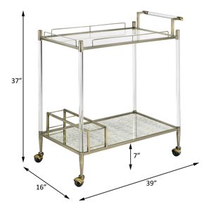 DB Cirro Antique Mirror & Wire <b>Serving</b> Cart with Brass Finish <b>Beverage</b> <b>Serving</b> <b>Set</b> - Product Image 2
