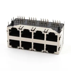 Conector fêmea PCB 8P8C conector modular RJ45 Jack 2x4 portas Ethernet de amostras grátis