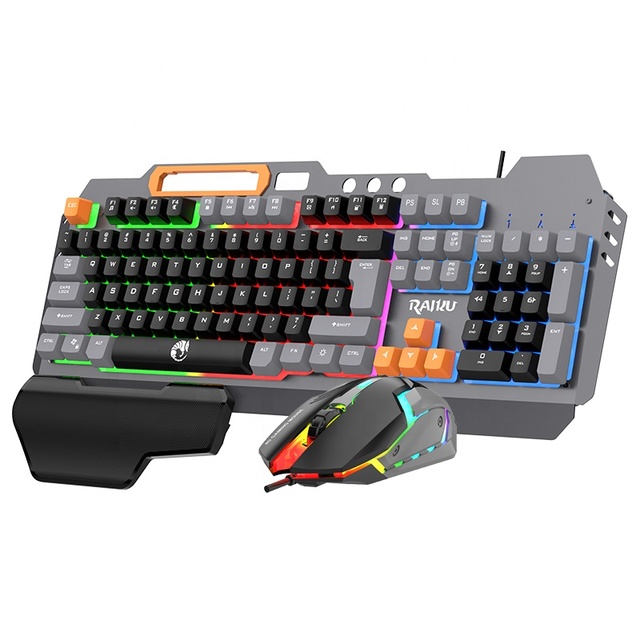 Customizable Desktop Gaming Keyboard Mouse Set New Design Metal Office Keyboard with LED Backlit USB Interface