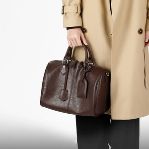 Factory Custom Vintage <b>Leather</b> Crossbody Bag for Women – Large Capacity Boston Style Handbag with Detachable Strap - Product Image 1