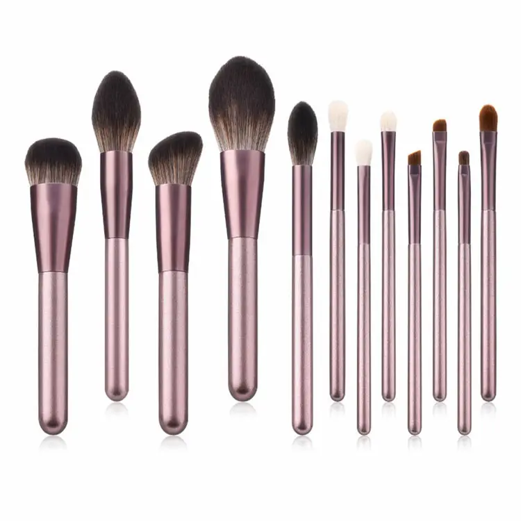 Wholesale Price Grapes Makeup Brush Set 12pcs Makeup Brushes Foundation Eyeshadow Contour Cosmetics With Bag