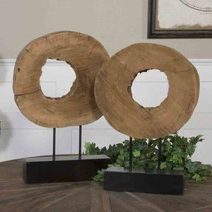 Juego de Esculturas de Anillos de Madera, Adorno Moderno para Mesa, Pieza Decorativa Rústica para el Hogar, Vestíbulo de Hotel - Product Image 1