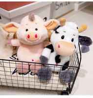 Jouets en peluche animaux de la ferme mignons : cochon rose et vache noire et blanche, doux et moelleux, cadeau pour enfants et filles