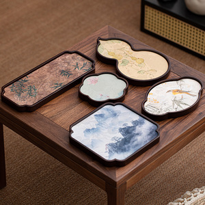 Walnut Wood Chinese <b>Tea</b> <b>Tray</b> Irregular Shape Heat Resistant <b>Tea</b> Ceremony Accessories For Afternoon <b>Tea</b> - Product Image 1