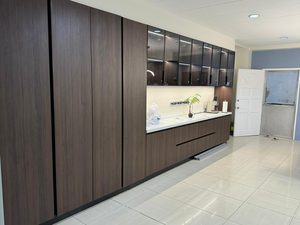 Moderno Design personalizzato tavolo in marmo Topcoat MDF PVC modulare armadio da cucina con porta in vetro pronto per il montaggio-per uso da pranzo centro commerciale - Product Image 2