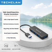 TECHCLAW HB2011 Hub USB 3.0 4 ports, adaptateur répartiteur USB, transfert haute vitesse pour ordinateur portable, PC, clé USB, souris, clavier