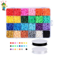 Vente en gros de bracelets boucles d'oreilles et colliers 24 couleurs 5040 pièces de perles rondes et plates en vinyle africain 6mm perles d'espacement en argile polymère