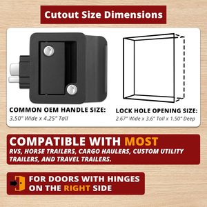 Serrure de porte d'entrée Ramkle RV en aluminium et zinc, avec clé, 6x4x2 pouces, étanche, kit de remplacement pour camping-car et caravane - Product Image 6