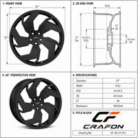 Jantes de voiture CF 5x112 66.5 pour Lucid Air, 5 branches directionnelles, minimalistes, forgées, 21 pouces
