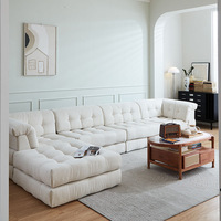 Ensemble de canapés modulaires en tissu velours capitonné, style minimaliste, canapé d'angle convertible pour hôtel, appartement, salon