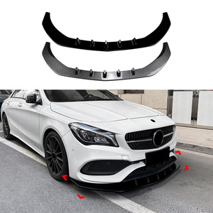 Mercedes-Benz ClA-Class C117 Front Bumper Lip Splitter Piano Black Carbon Fiber Texture Tuning Style 2016-2019 AMG - Product Image 1