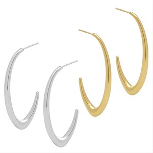 Pendientes de aro geométricos en forma de C, acero inoxidable, tono dorado y plateado, joyería de moda en forma de U para mujer, uso diario elegante - Product Image 4