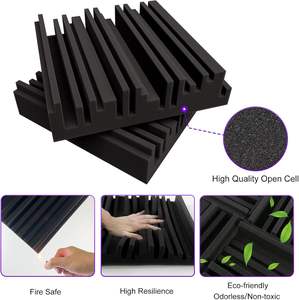 Espuma Absorbente de Sonido de Banda Ancha de 12 x 12 x 2 Pulgadas, Espuma de Aislamiento Acústico Densa, Loseta de Espuma Absorbente para Estudio de Grabación, Decorativa con Ranuras - Product Image 4