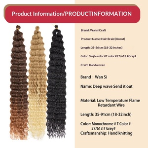 Produit transfrontalier très demandé : Perruque tressée au crochet style européen et américain, Deep Twist, Deep Wave, mèche <span class=keywords><strong>de</strong></span> cheveux 90-130g, permable - Product Image 3