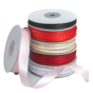ริบบิ้นผ้าซาตินขอบคู่สีทองเงิน ริบบิ้นโพลีเอสเตอร์เนื้อแน่น สำหรับทำโบว์ ของขวัญ ถุงของขวัญ ห่อดอกไม้ ขายส่ง - Product Image 2