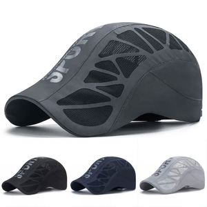 <b>Summer</b> Men Women Quick Dry Polyester Newsboy Baseball <b>Cap</b> Golf Driving Cycling Sports Letter Print Breathable Net Mesh Sunhat - Product Image 1