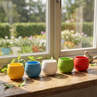 Mini pot de fleurs circulaire en plastique moderne, écologique et durable pour plantes succulentes, décoration de bureau à domicile