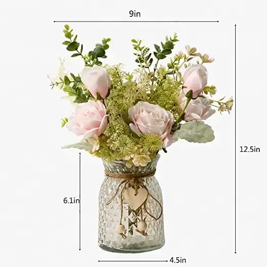 सफेद गुलाबी faux गुलाब सेंटरपीस में टेबल डेकोर के लिए फूल गुलाब सेंटरपीस गुलाब सेंटरपीस