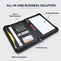 Porte-documents en cuir A4 avec calculatrice, personnalisable avec logo, pour usage professionnel
