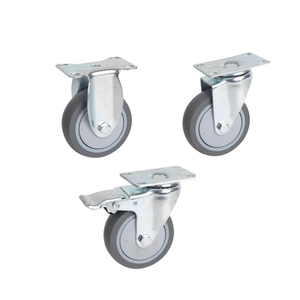 HS 75/100/125mm Industrial Solid Caster 3/4/5 Zoll Gummi rad - Product Image 1