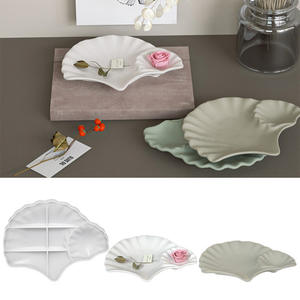 Deux pièces Ginkgo feuille plateau colle goutte résine outil de meulage bricolage plat stockage ornements gypse Silicone <span class=keywords><strong>moule</strong></span> - Product Image 1