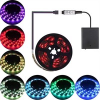 Bandes lumineuses LED alimentées par batterie 24 touches infrarouges télécommandées 5V 2835 5050 rétroéclairage intérieur TV Decora R + G + B lumières LED