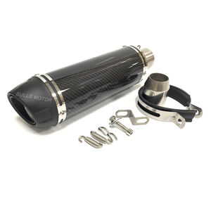 Silencieux d'échappement de <span class=keywords><strong>moto</strong></span> universel de 51mm <span class=keywords><strong>manchon</strong></span> en Fiber de carbone modifié + embout en acier - Product Image 1