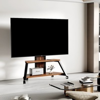Carrito de TV Moderno con Nuevo Diseño, Soporte de TV Móvil con Ruedas con Bloqueo, Carrito de TV de Madera para Monitor de Plasma de hasta 80'' para Uso Doméstico