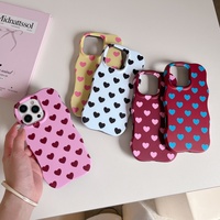 Nouvelle coque de téléphone antichoc en film mat ondulé motif cœur pour iPhone 18 Pro 17 16 Pro 15 Pro Max 13 Pro Max, protection pour femme