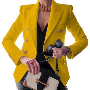 <span class=keywords><strong>Blazer</strong></span> da Donna di Alta Qualità per Autunno Inverno, Giacca Casual con Revers a Doppio Petto in Tinta Unita - Product Image 1