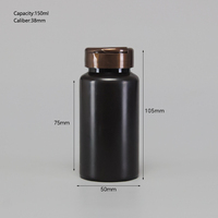 Vente en gros de flacons cylindriques en PET de 150 ml, flacons à médicaments vides, contenants en plastique noir pour pilules et vitamines