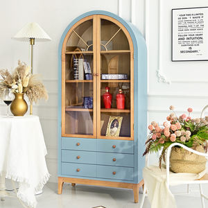 Buffet de salon et de cuisine moderne au design en arc, avec tiroirs de rangement solides et portes à panneaux plats, bleu noir, style ferme, pour hôtel - Product Image 5