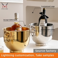 Seau à glace de luxe en acier inoxydable avec doubles poignées, 4,8 L, pour refroidir le vin, le champagne et la bière, idéal pour la maison, le bar, les mariages et les fêtes